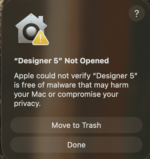 Designer 5 Not Opened